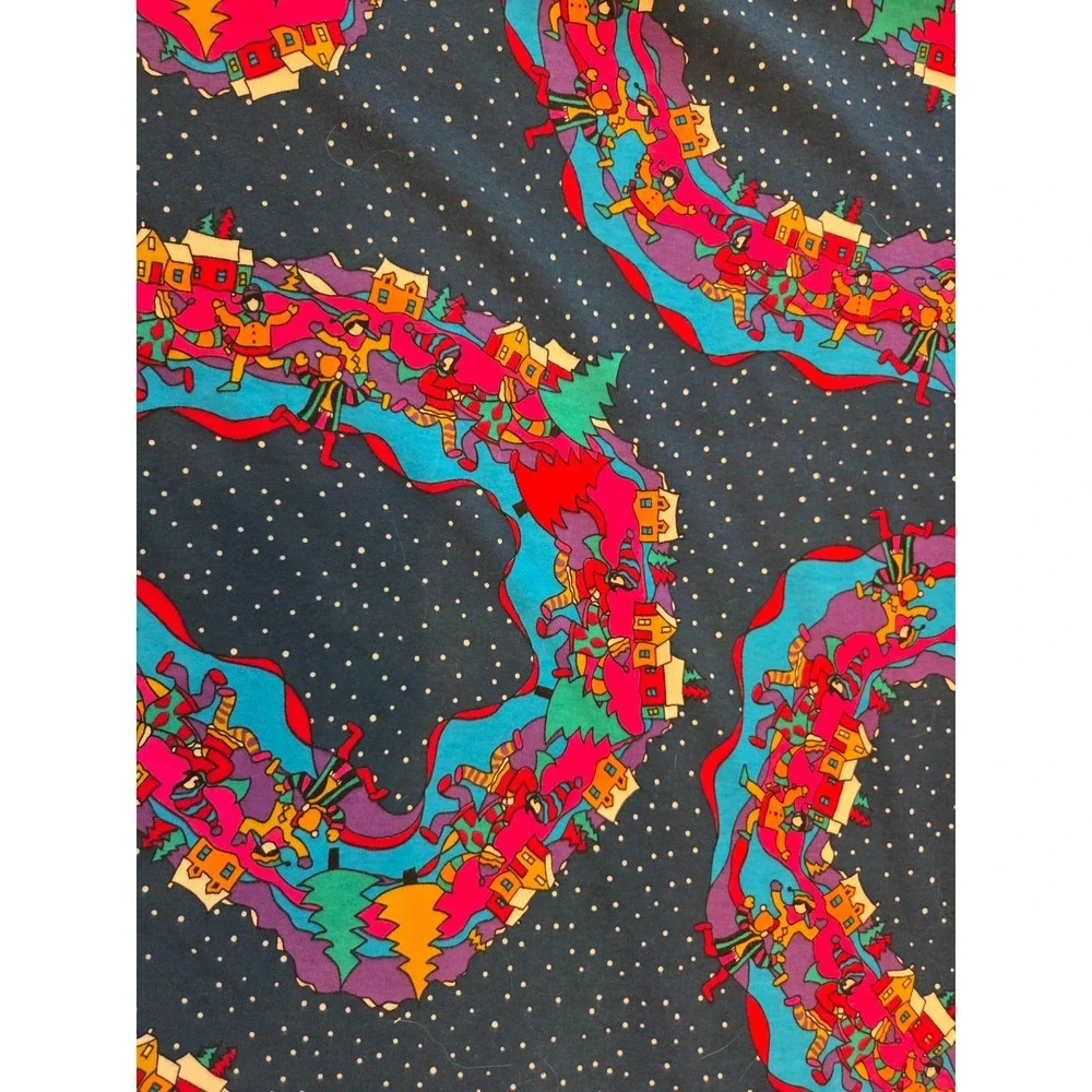 2 Yards Vintage 90s Miss Brenner Fabric Stretchy Holiday Christmas Children 58''